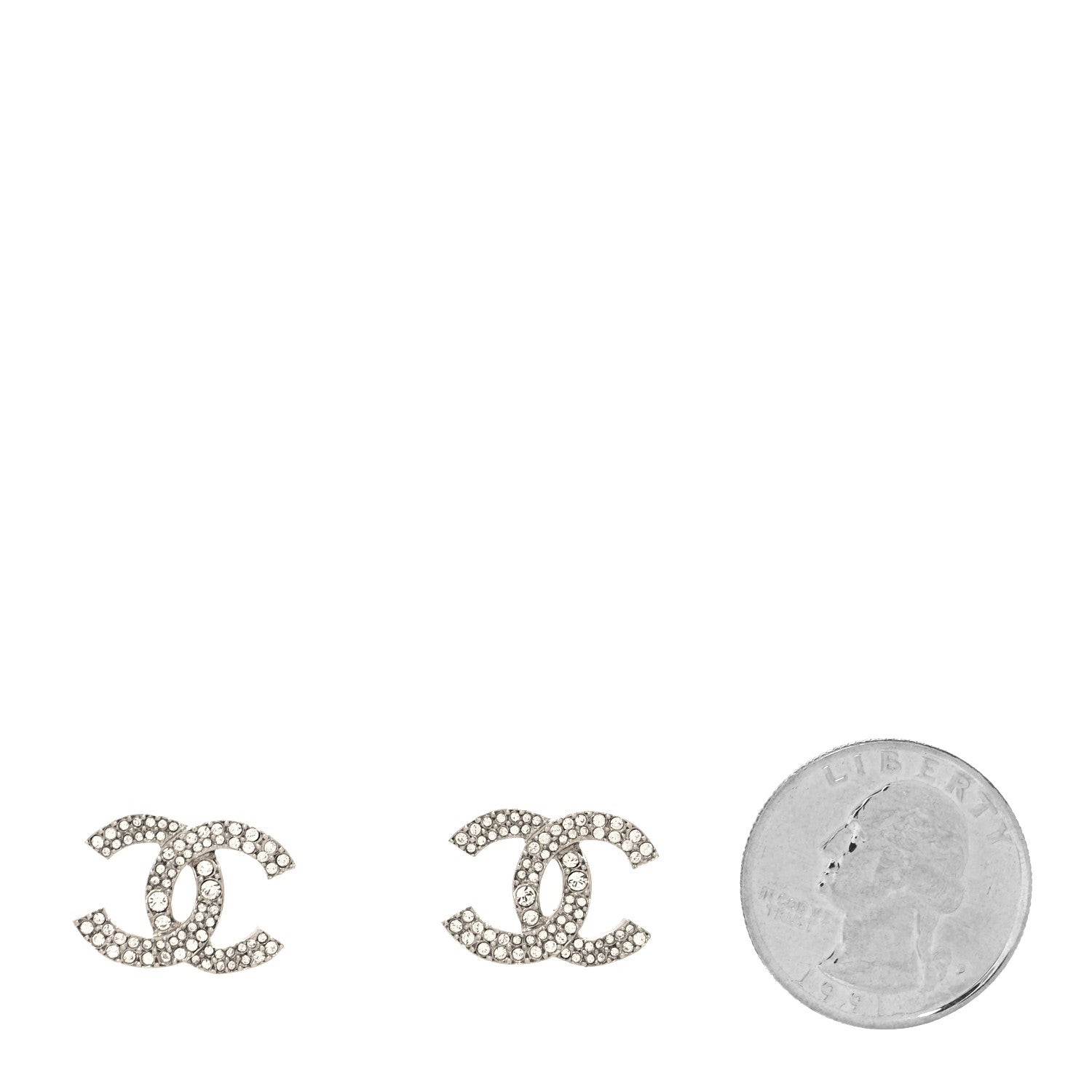 Chanel Crystal Large CC Earrings Silver 2 of 4