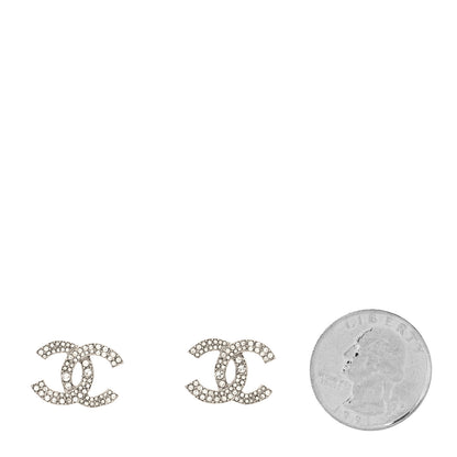 Chanel Crystal Large CC Earrings Silver 2 of 4