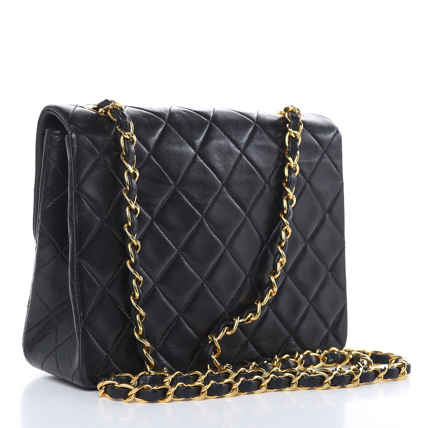 Lambskin Quilted Mini Square Flap Black