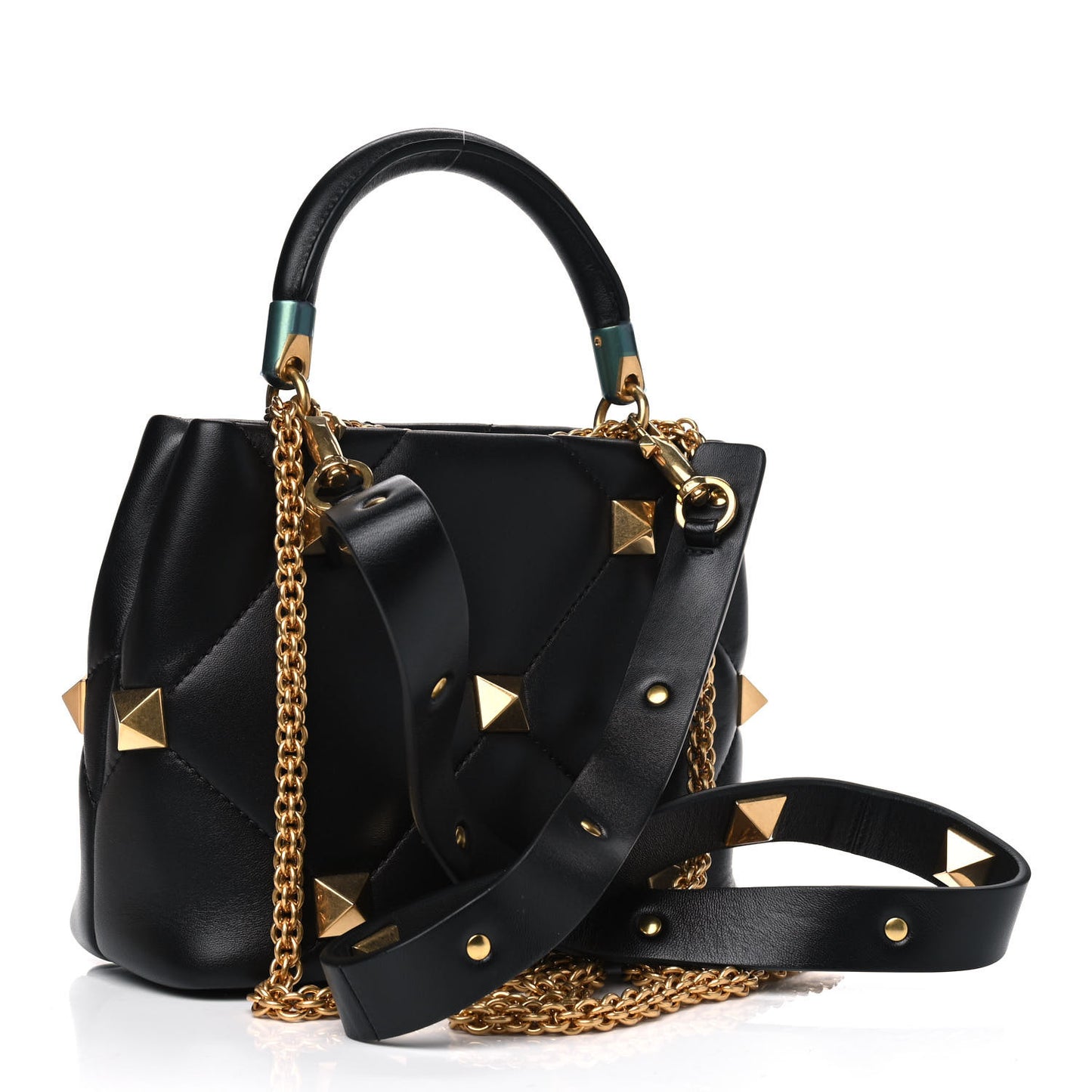 Nappa Small Roman Stud The Handle Bag Black