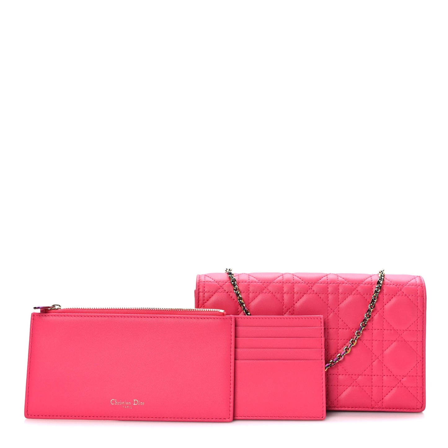 Lambskin Cannage Lady Dior Pouch Pink