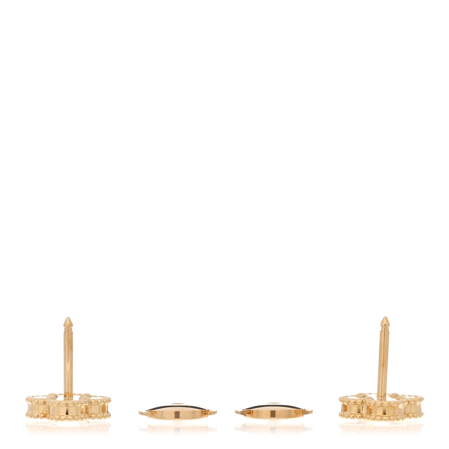Van Cleef & Arpels 18K Yellow Gold Mother of Pearl Sweet Alhambra Earrings 3 of 4