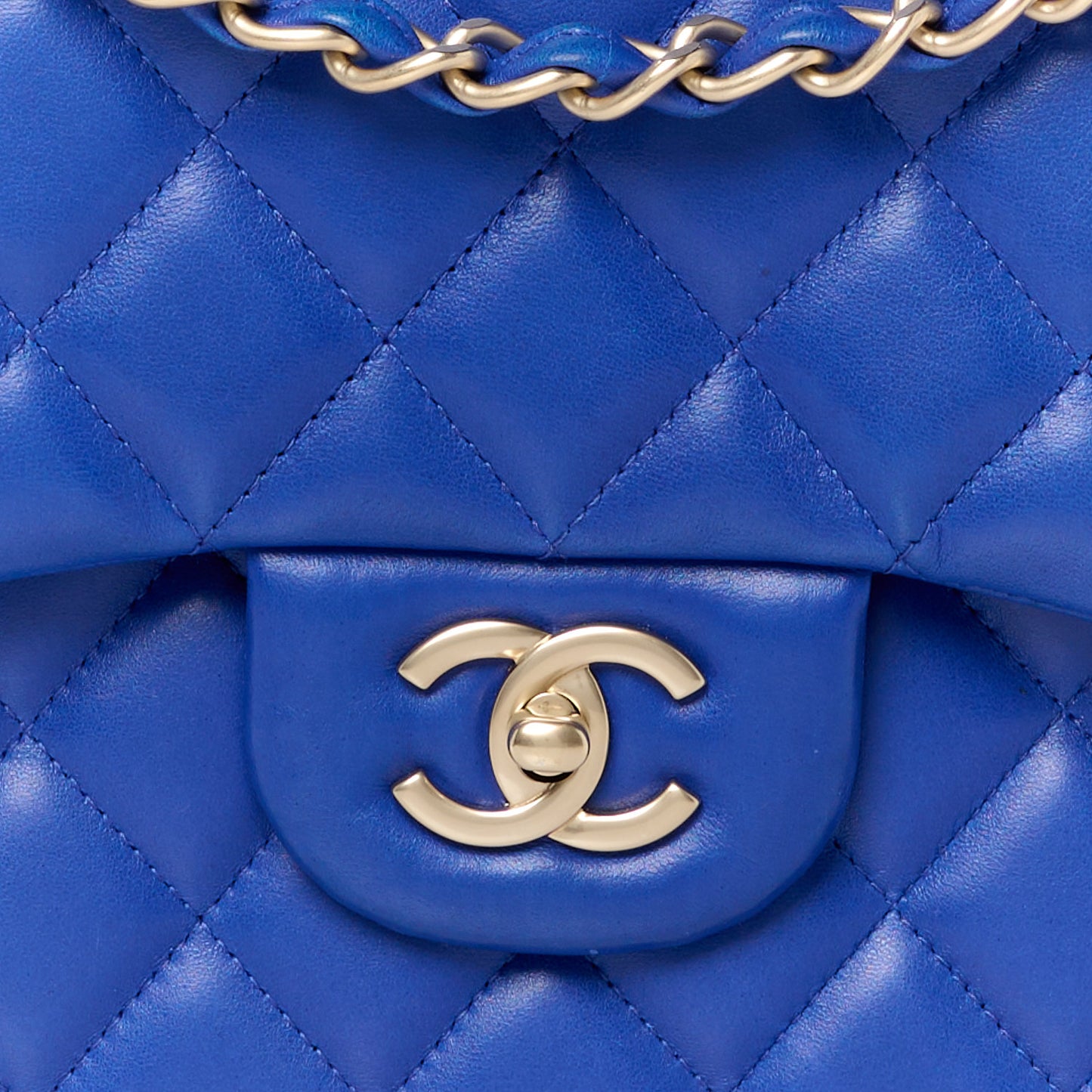 Lambskin Quilted Jumbo Double Flap Blue