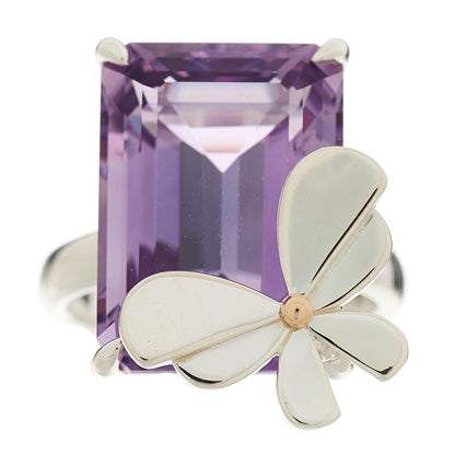 Tiffany Sterling Silver 18K Rose Gold Amethyst Return to Tiffany Love Bugs Butterfly Ring 51 5.75 1 of 6
