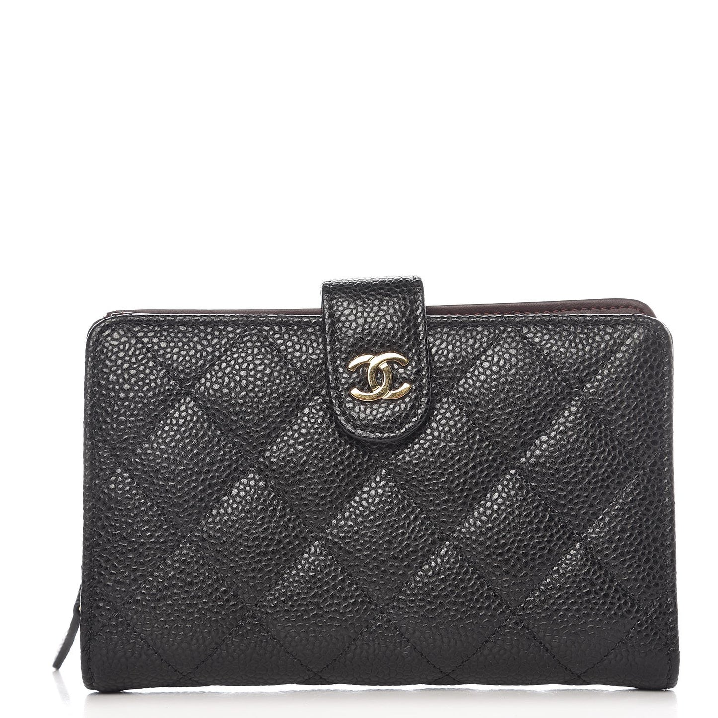 Caviar Quilted Zipped Pocket Wallet Black