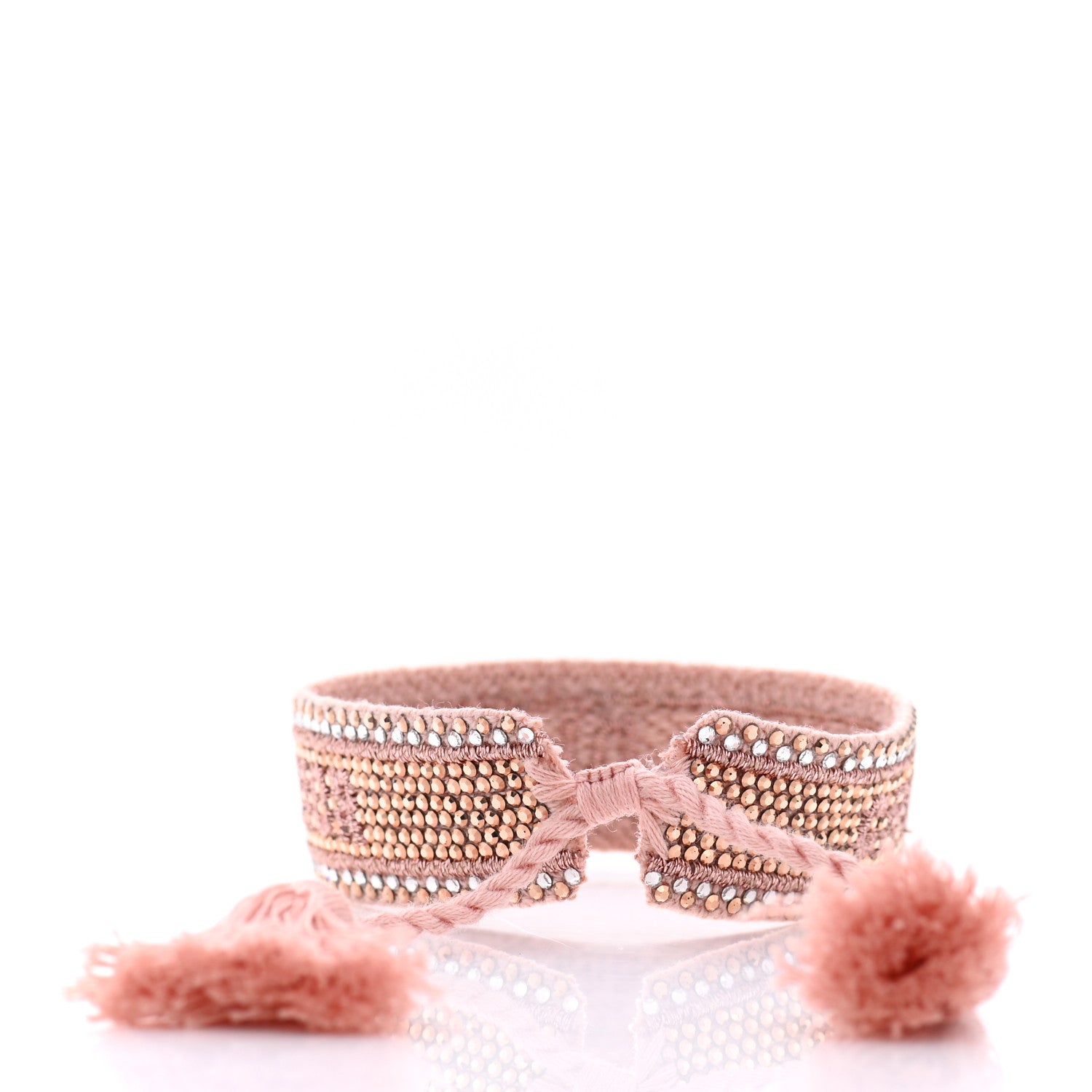 Christian Dior Woven Cotton Crystal Embroidered J'Adior Friendship Bracelet Pink 6 of 8