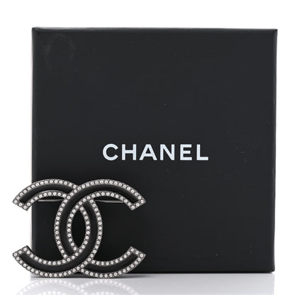 Chanel Enamel Crystal CC Brooch Black 5 of 5