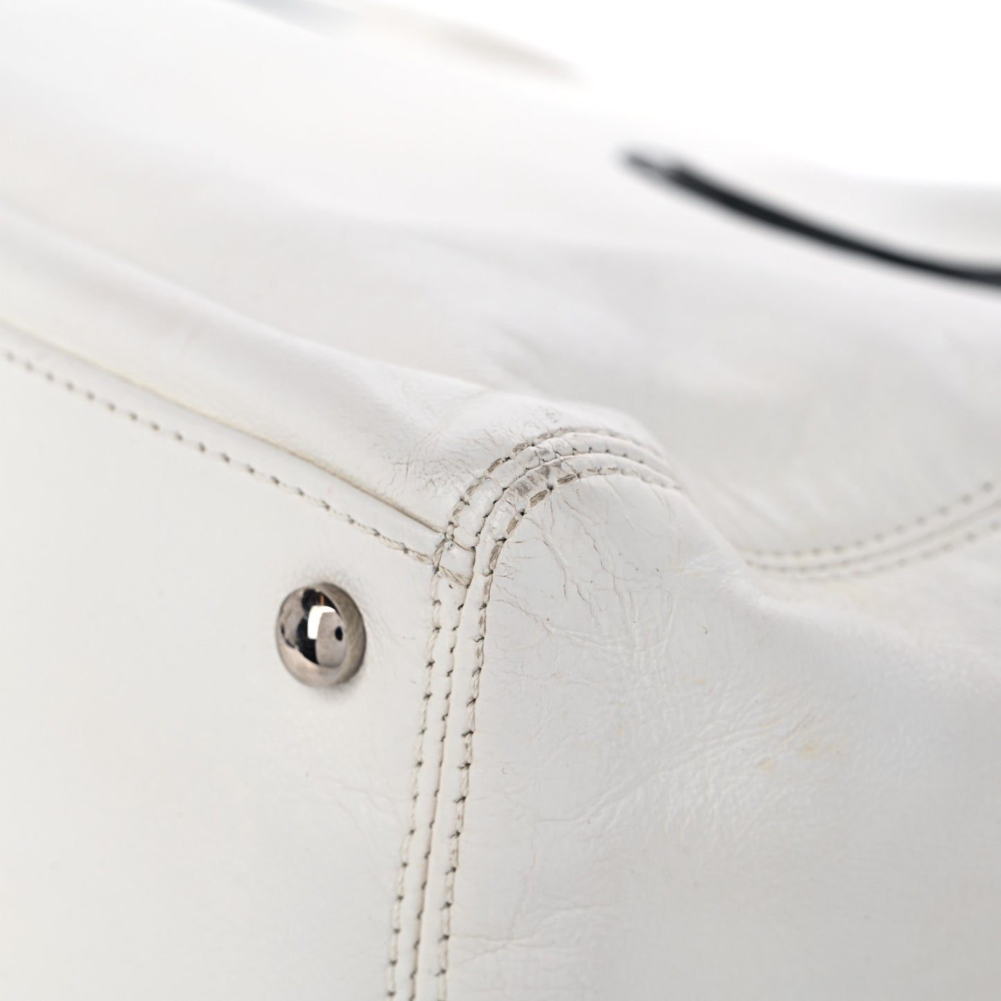 Lambskin Executive Cerf Shopper Tote White