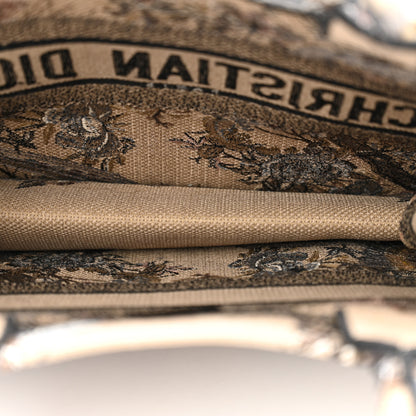 Christian Dior Canvas Embroidered Jardin D'Hiver Medium Book Tote Beige Multicolor 5 of 13