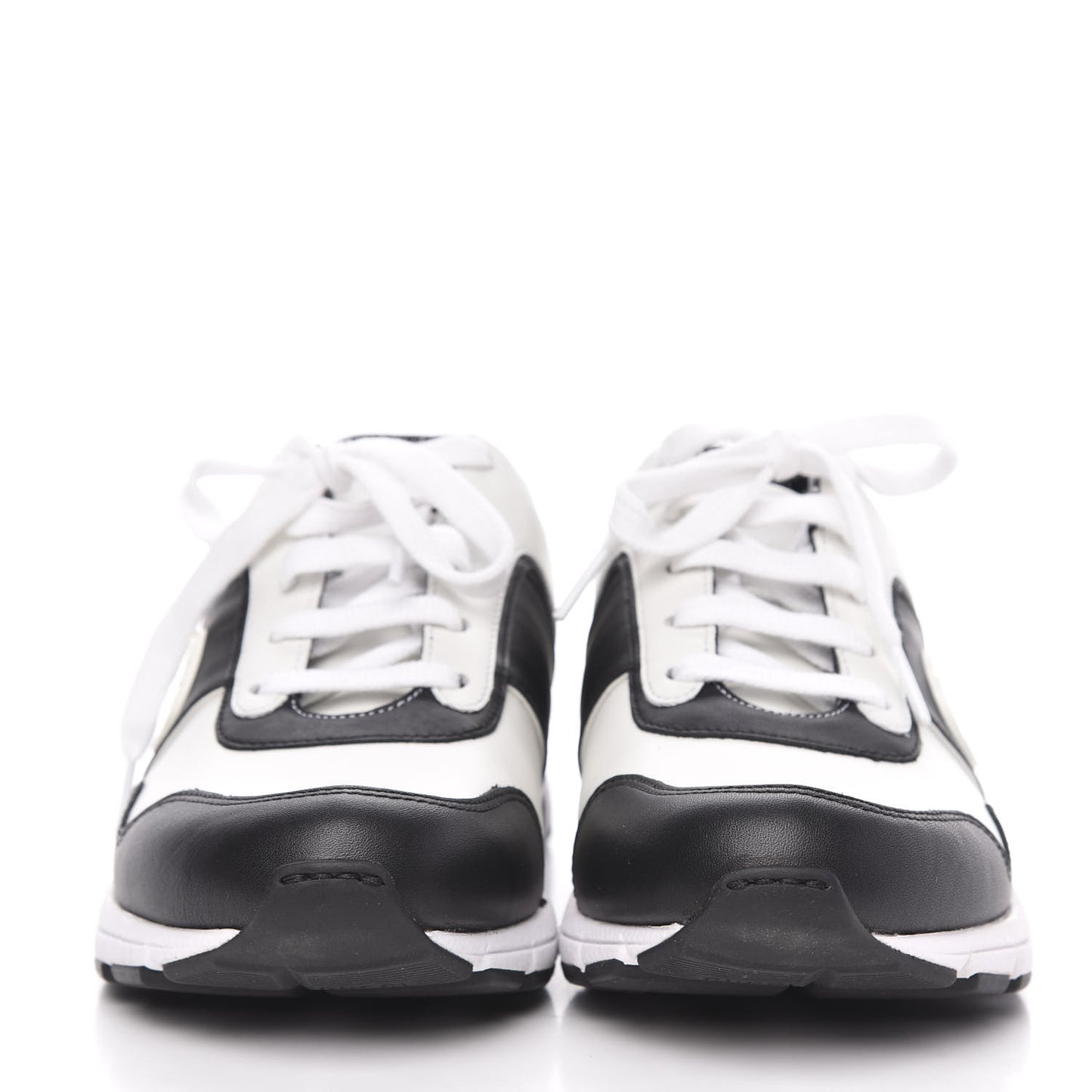 Calfskin Womens Interlocking G Sneakers 37.5 Black White