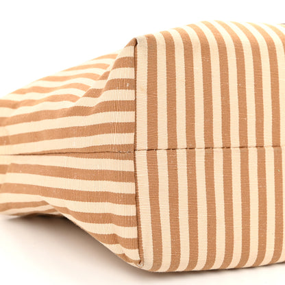 Miu Miu Cotton Linen Calfskin Striped Mini Spirit Cire Bag Tan Caramel 9 of 10