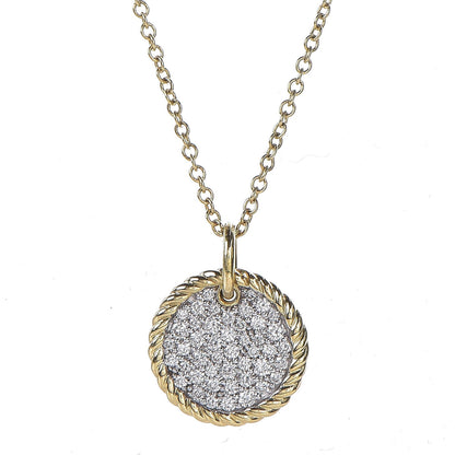 David Yurman 18K Yellow Gold Diamond Cable Collectibles Pave Charm Pendant Necklace 4 of 7