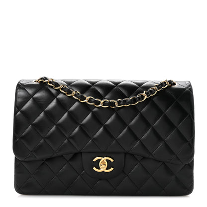 Chanel Lambskin Quilted Jumbo Double Flap Black 1 of 11