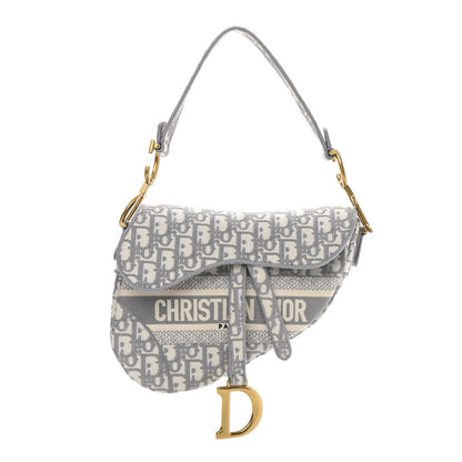 Christian Dior Oblique Embroidered Saddle Bag Gray 1 of 10