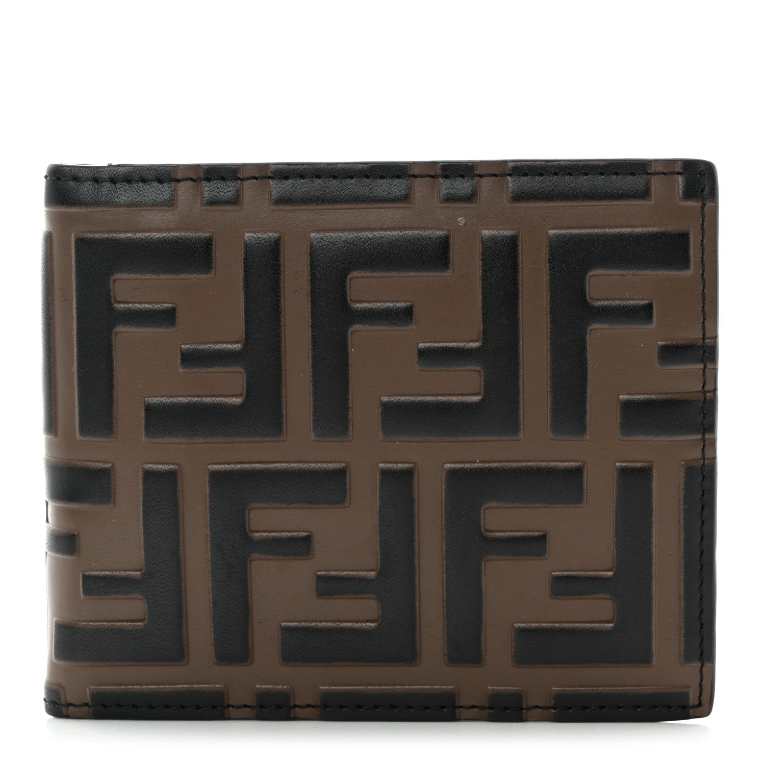 Fendi Vitello FF 1974 Embossed Bi-Fold Wallet Maya Black 1 of 9
