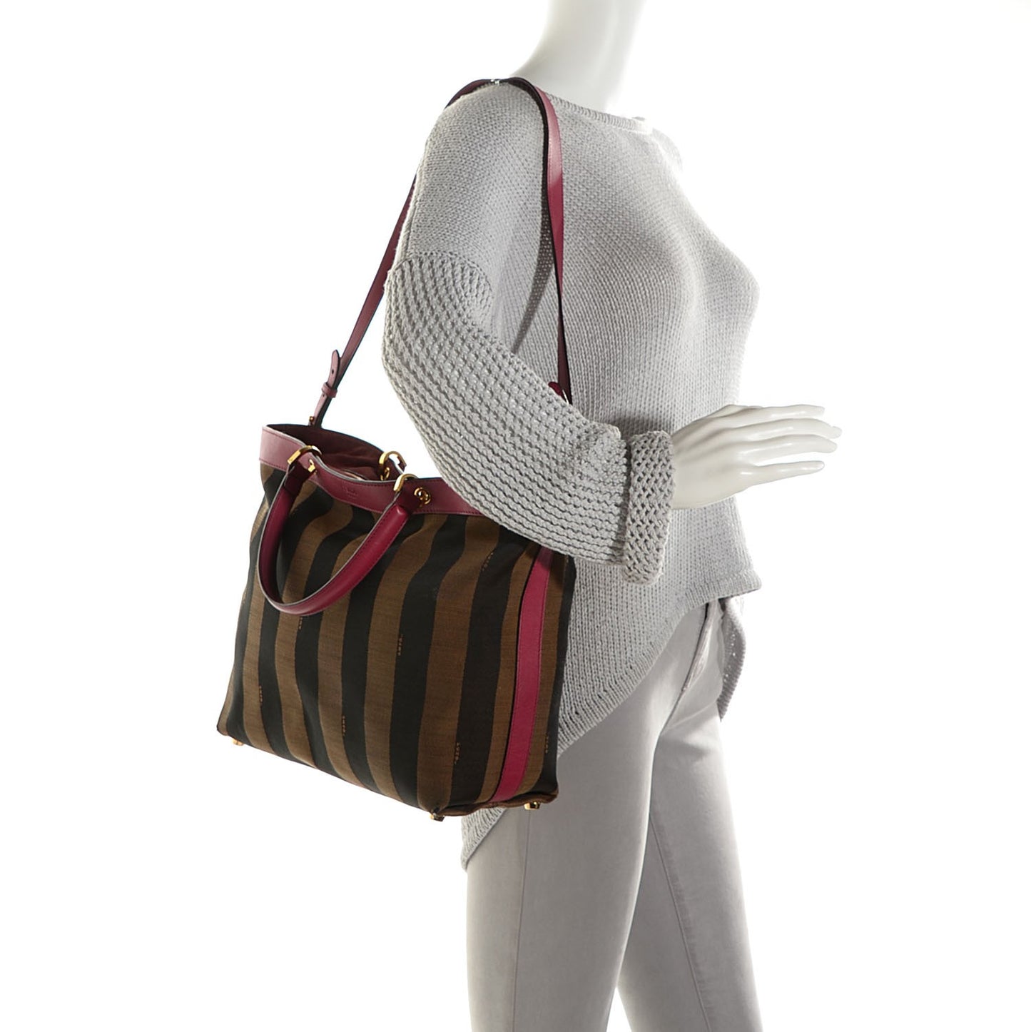 Pequin Vitello Shoulder Tote Tobacco Amarena