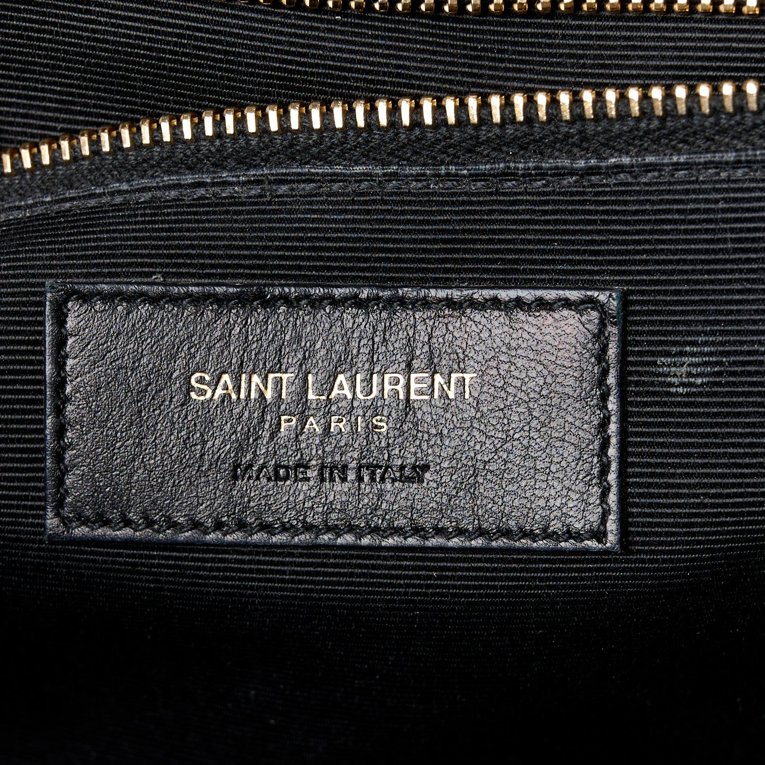 Saint Laurent Grain De Poudre Matelasse Chevron Large Monogram Satchel Dark Beige 6 of 11