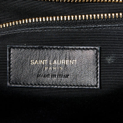 Saint Laurent Grain De Poudre Matelasse Chevron Large Monogram Satchel Dark Beige 6 of 11