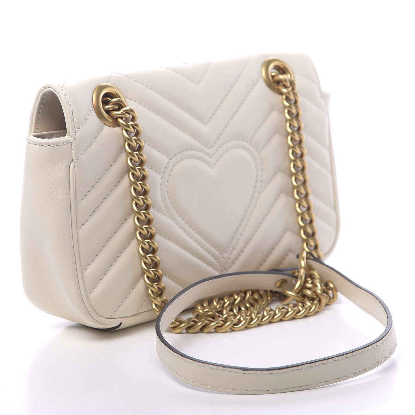 Calfskin Matelasse Mini GG Marmont Shoulder Bag White