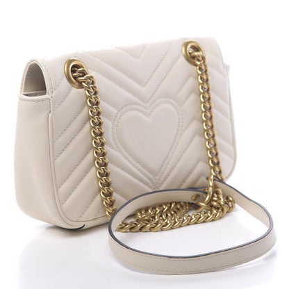 Gucci Calfskin Matelasse Mini GG Marmont Shoulder Bag White 4 of 11