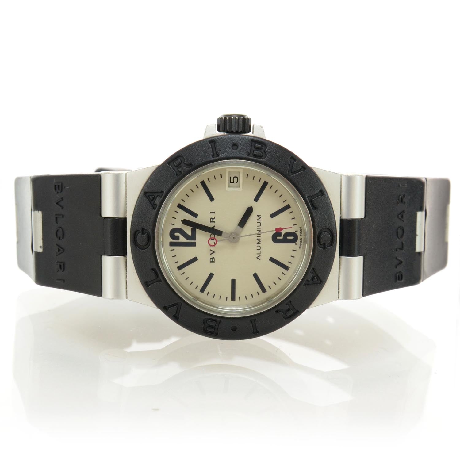Bulgari Aluminum Rubber 32mm Diagono Quartz Watch 1 of 7