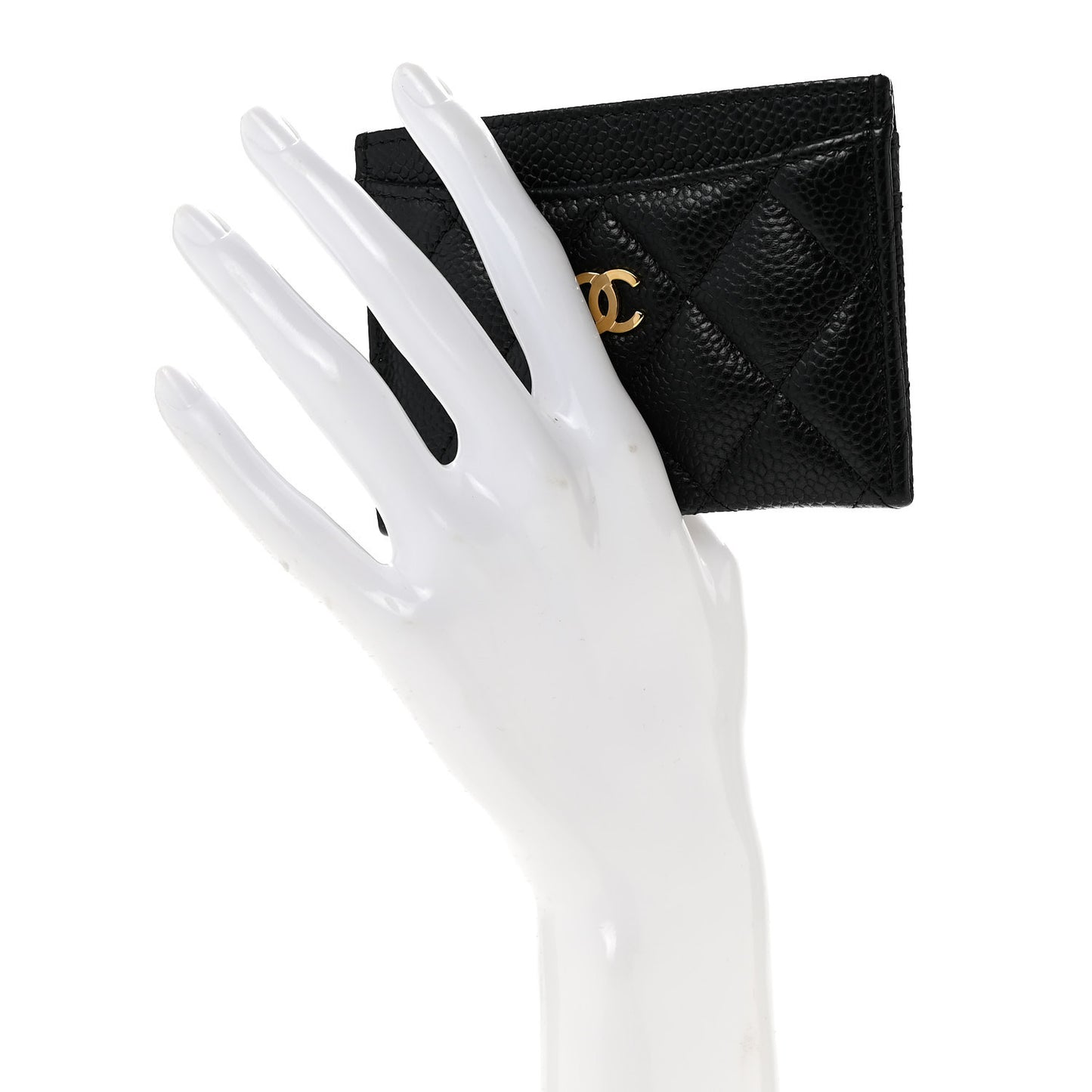 Caviar Quilted Card Holder Black