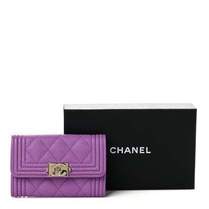 Chanel Caviar Quilted Boy Flap Card Holder Purple 9 of 9