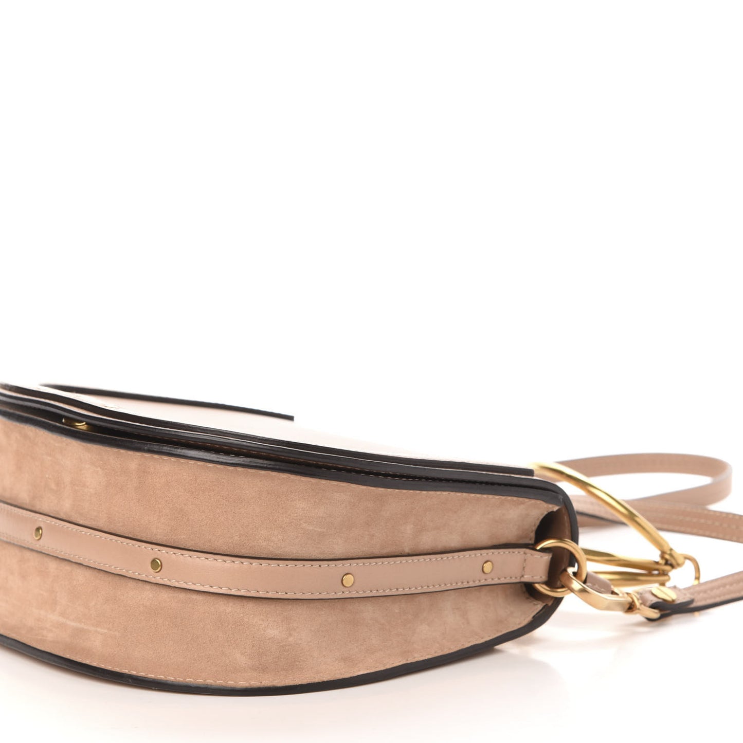 Calfskin Suede Medium Nile Bracelet Bag Biscotti Beige