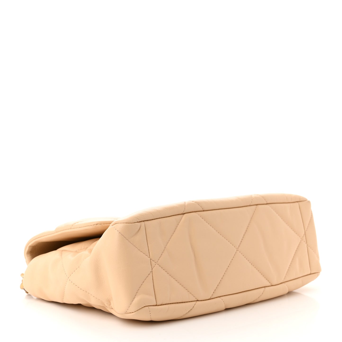 Goatskin Quilted Large Chanel 19 Flap Beige