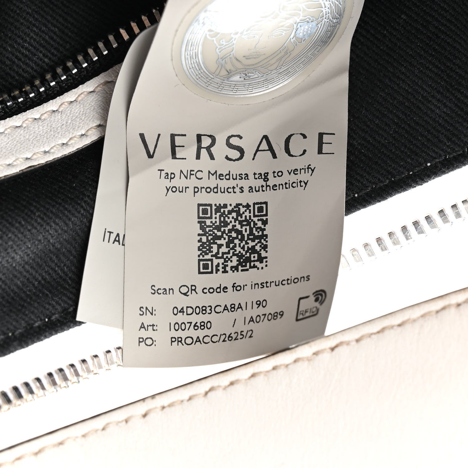 Versace Calfskin Studded Small Repeat Zip Hobo White 7 of 16