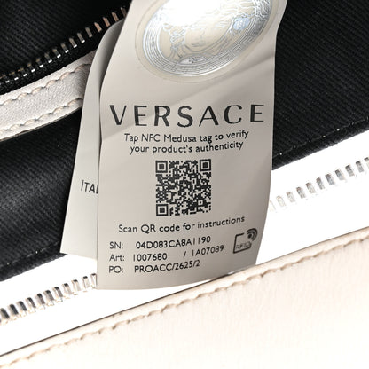 Versace Calfskin Studded Small Repeat Zip Hobo White 7 of 16