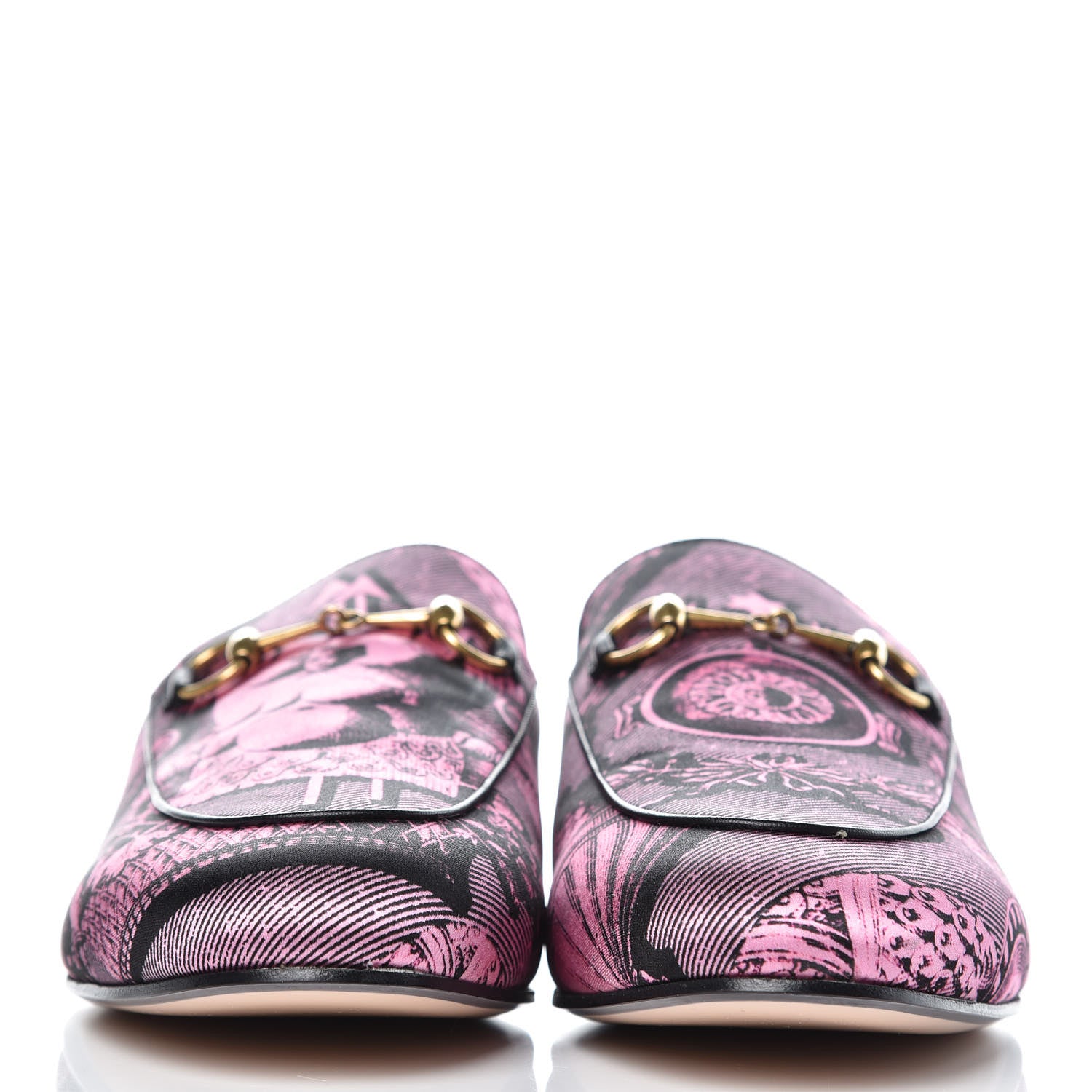Gucci Silk Satin Saint Romain Womens Princetown Slippers 39.5 Pink Black 2 of 10