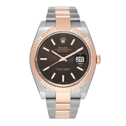 Rolex Stainless Steel 18K Everose Gold 41mm Oyster Perpetual Datejust Watch Chocolate 126331 1 of 5