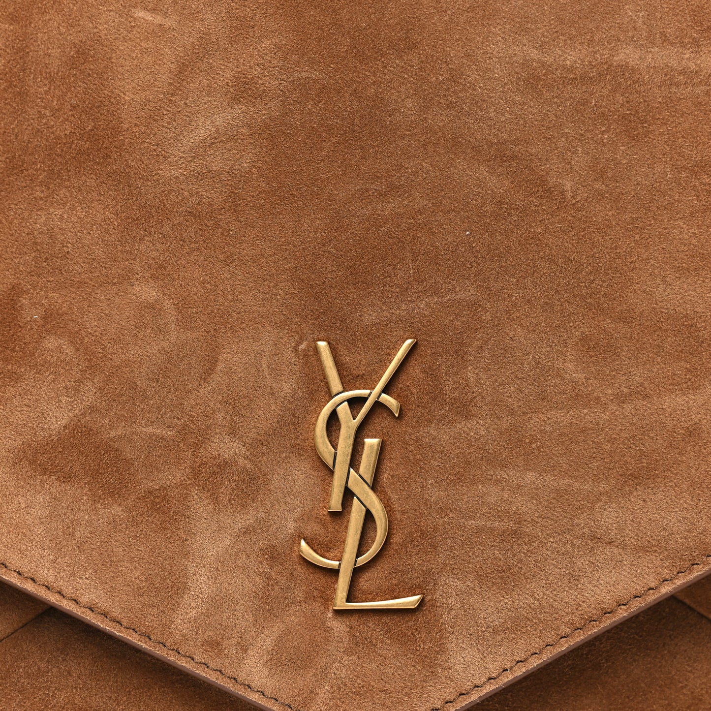 Suede Large Cassandre Pouch On Chain Caramel Cognac