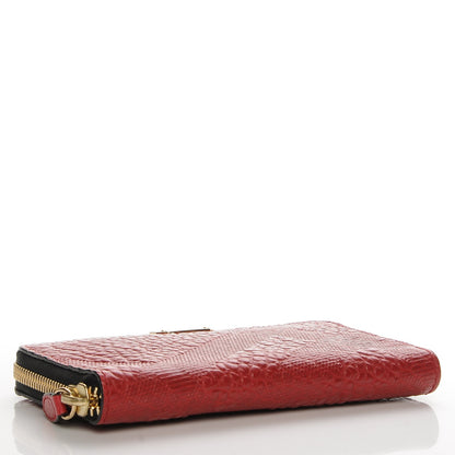Burberry Grainy Calfskin Check Embossed Elmore Zip Around Wallet Red 4 of 8