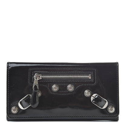 Balenciaga Laminated Calfskin Giant 12 Silver Hardware Money Wallet Black 1 of 10