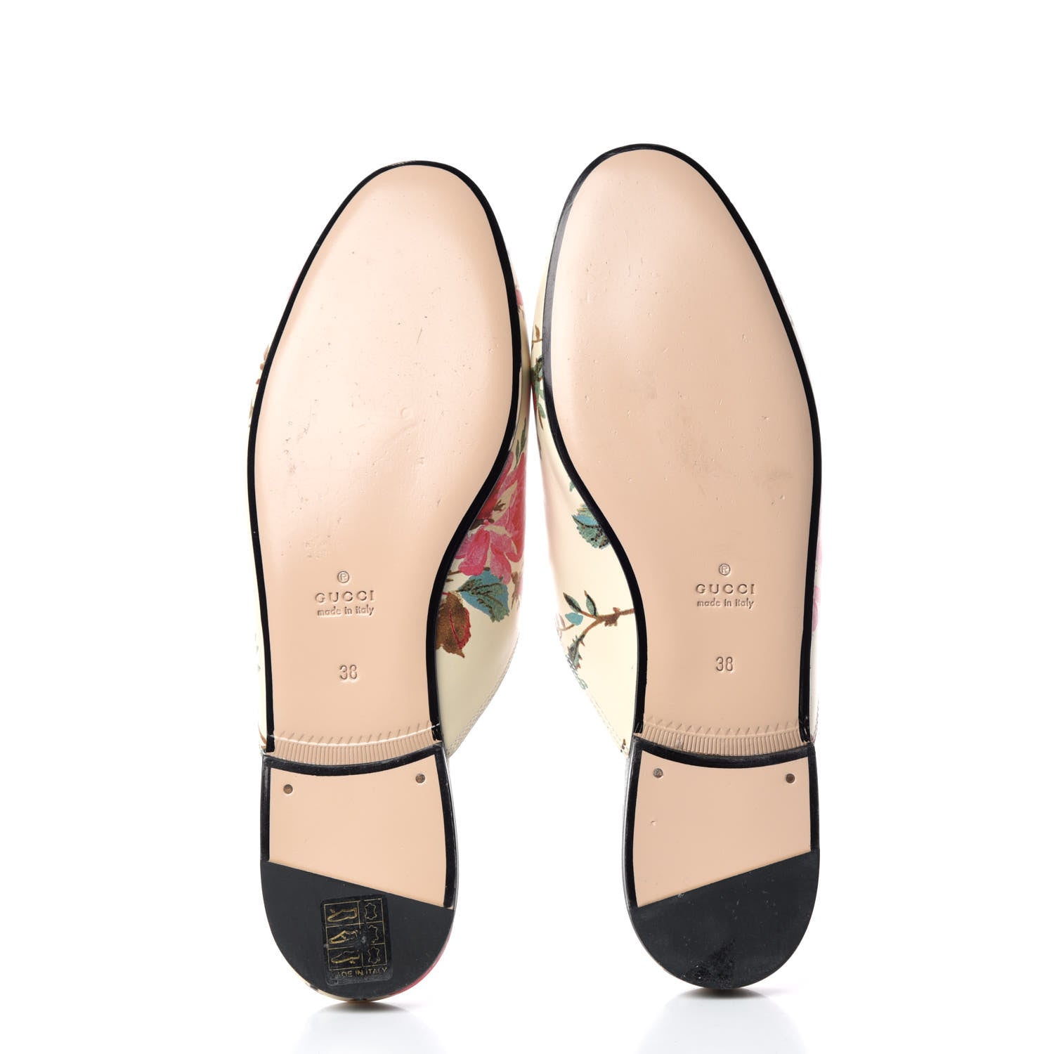 Gucci Calfskin Stamp Allover Rose Princetown Slippers 38 Beige 7 of 11