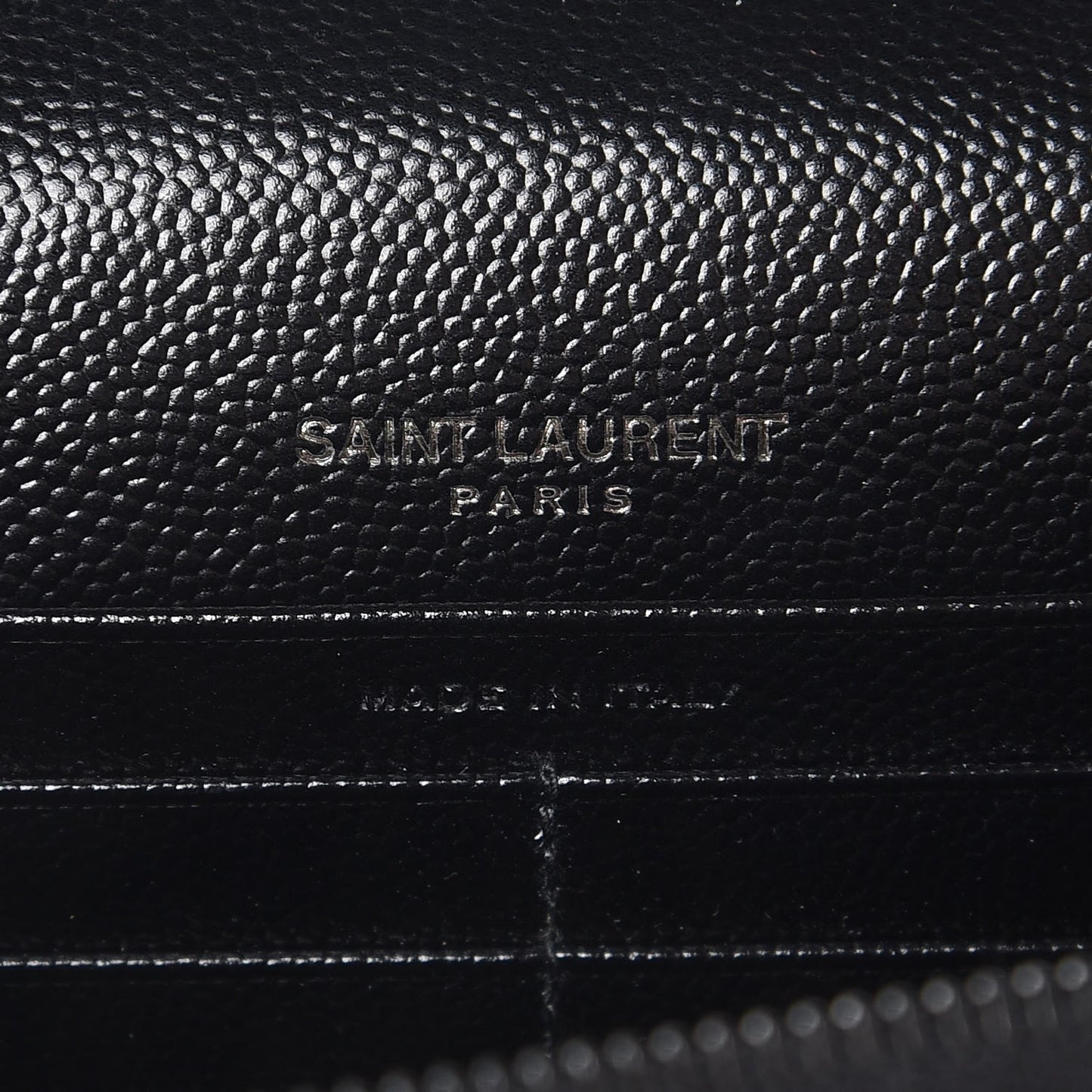 Grain De Poudre Matelasse Chevron Monogram Envelope Chain Wallet Black