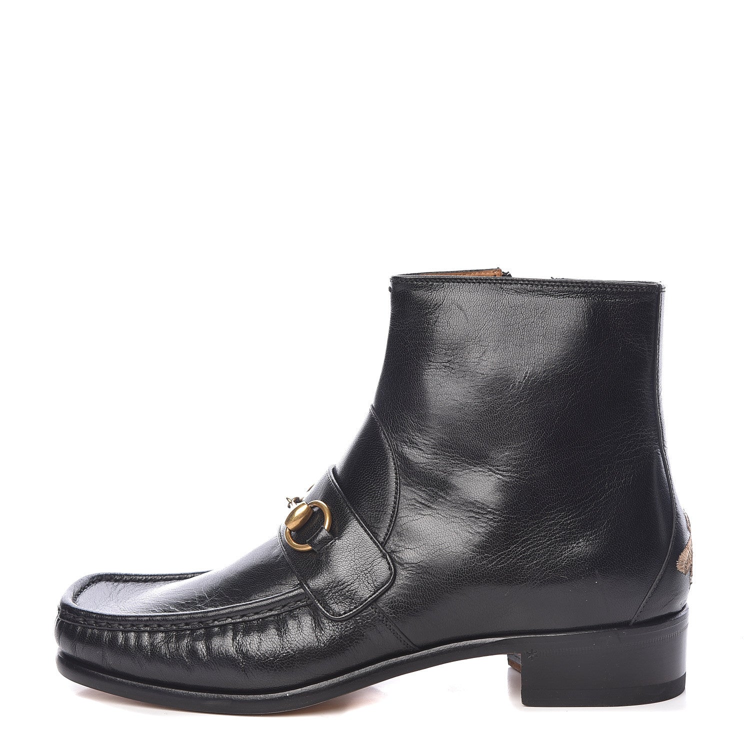 Gucci Quentin Goatskin Mens Horsebit Ankle Boots 7 Black 1 of 10