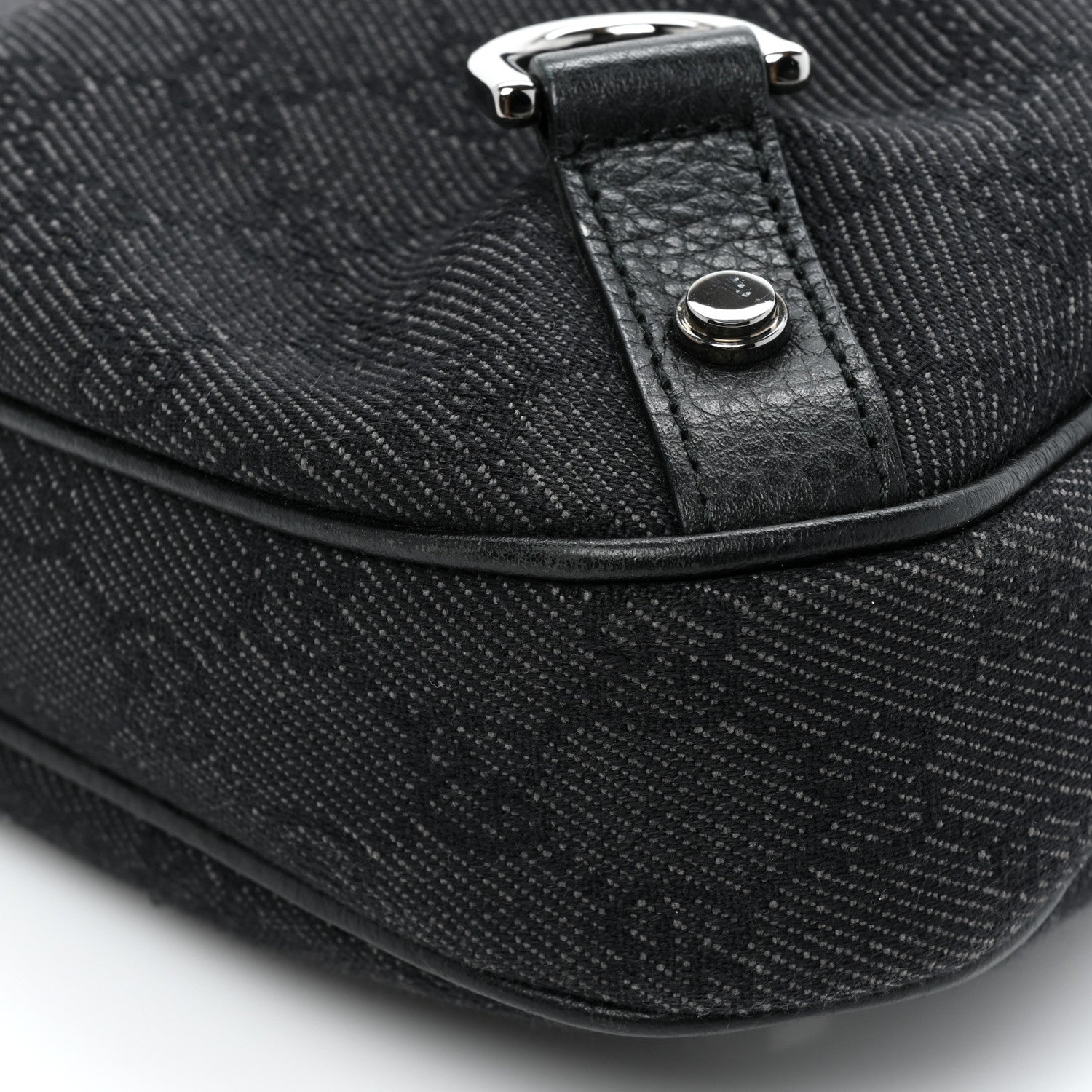 Gucci Denim Monogram Abbey D Ring Hobo Black 10 of 13