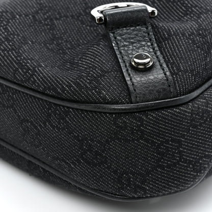 Gucci Denim Monogram Abbey D Ring Hobo Black 10 of 13