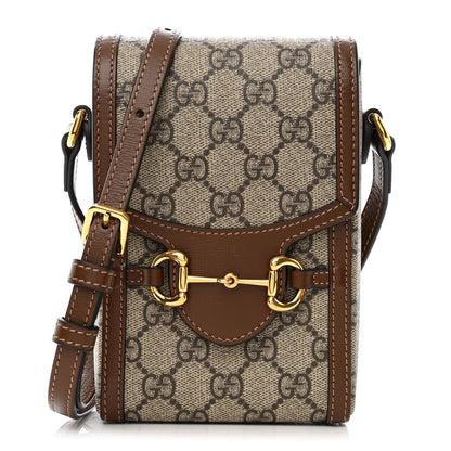 Gucci GG Supreme Monogram Mini Horsebit 1955 Crossbody Bag Beige Brown Sugar 1 of 14