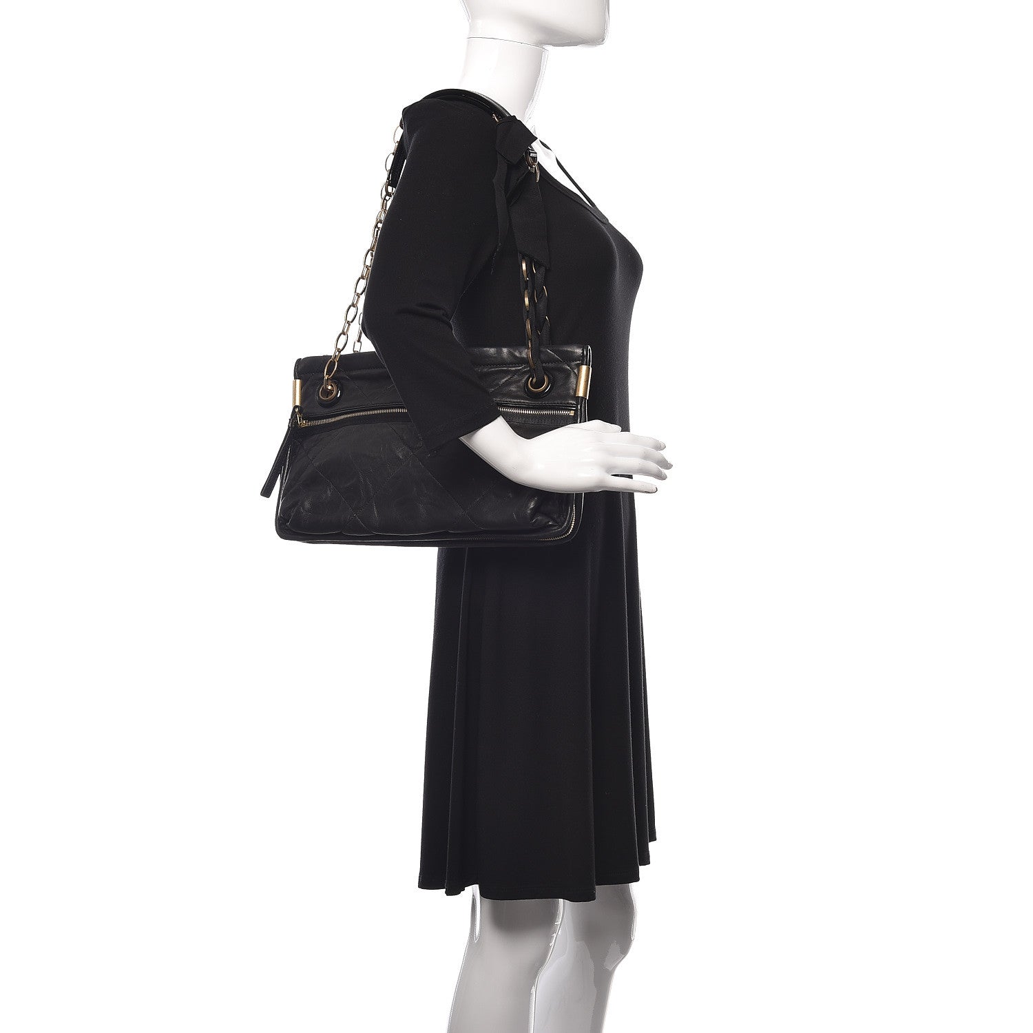 Lanvin Lambskin Quilted Medium Amalia Shoulder Bag Black 2 of 14