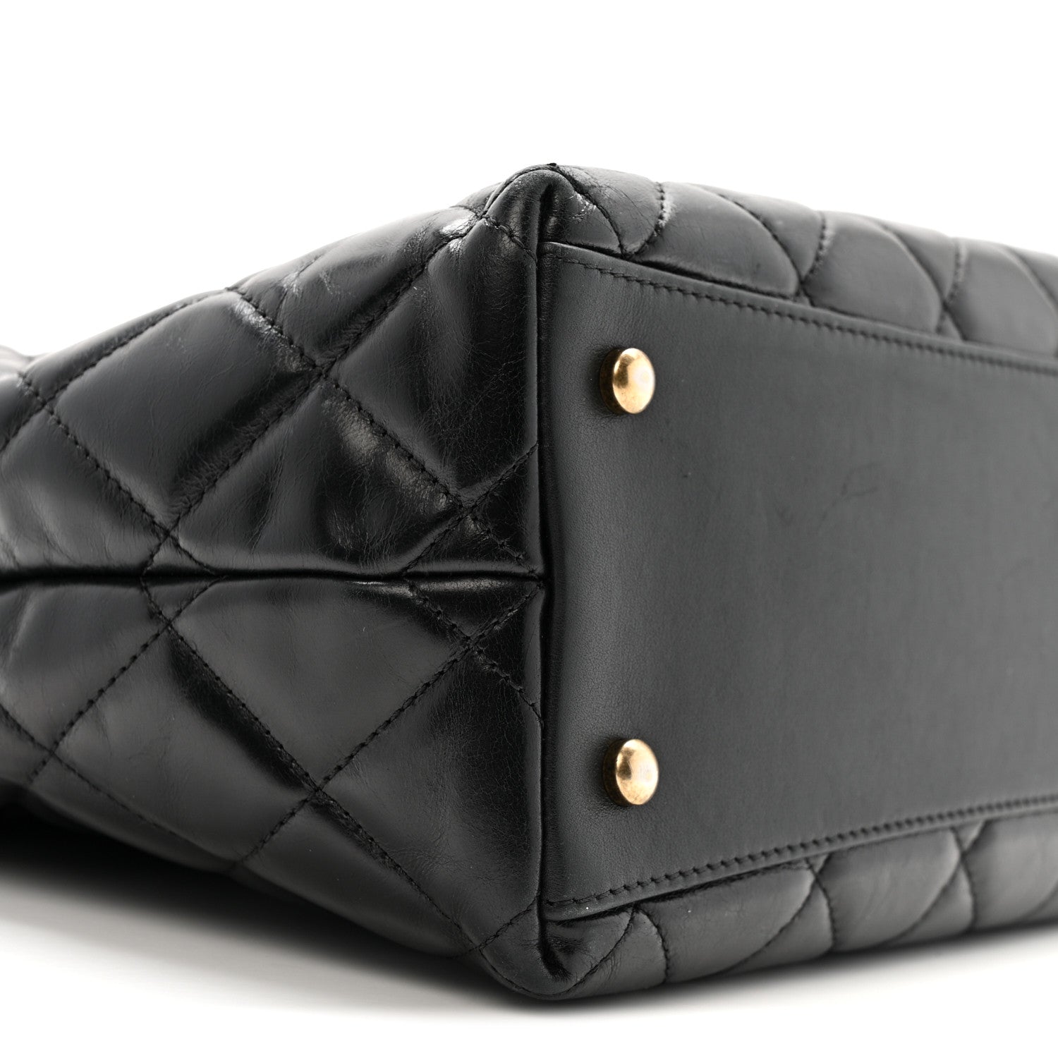 Chanel Glazed Calfskin Quilted Gold Bar Tote Black 10 of 13
