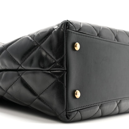 Chanel Glazed Calfskin Quilted Gold Bar Tote Black 10 of 13