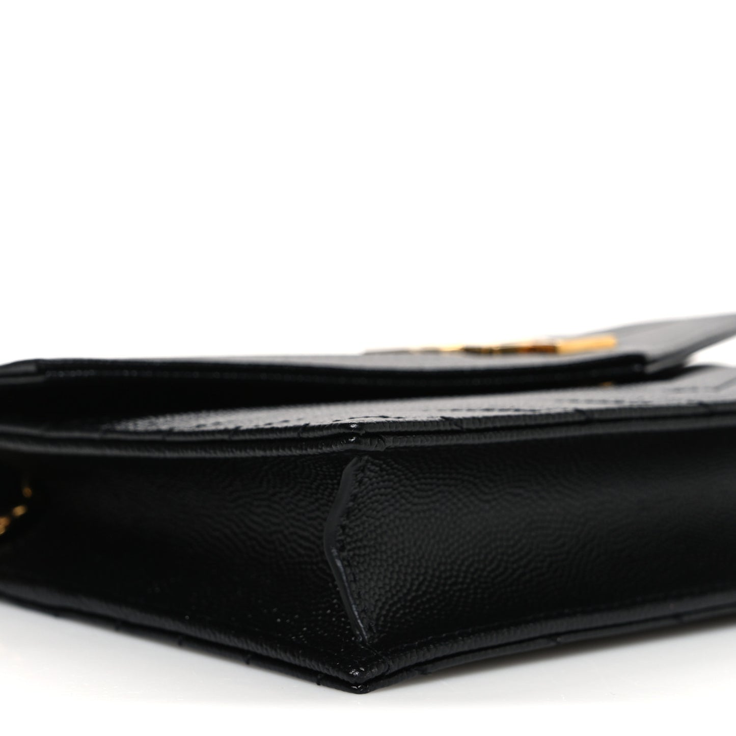 Grain De Poudre Matelasse Chevron Monogram Envelope Chain Wallet Black