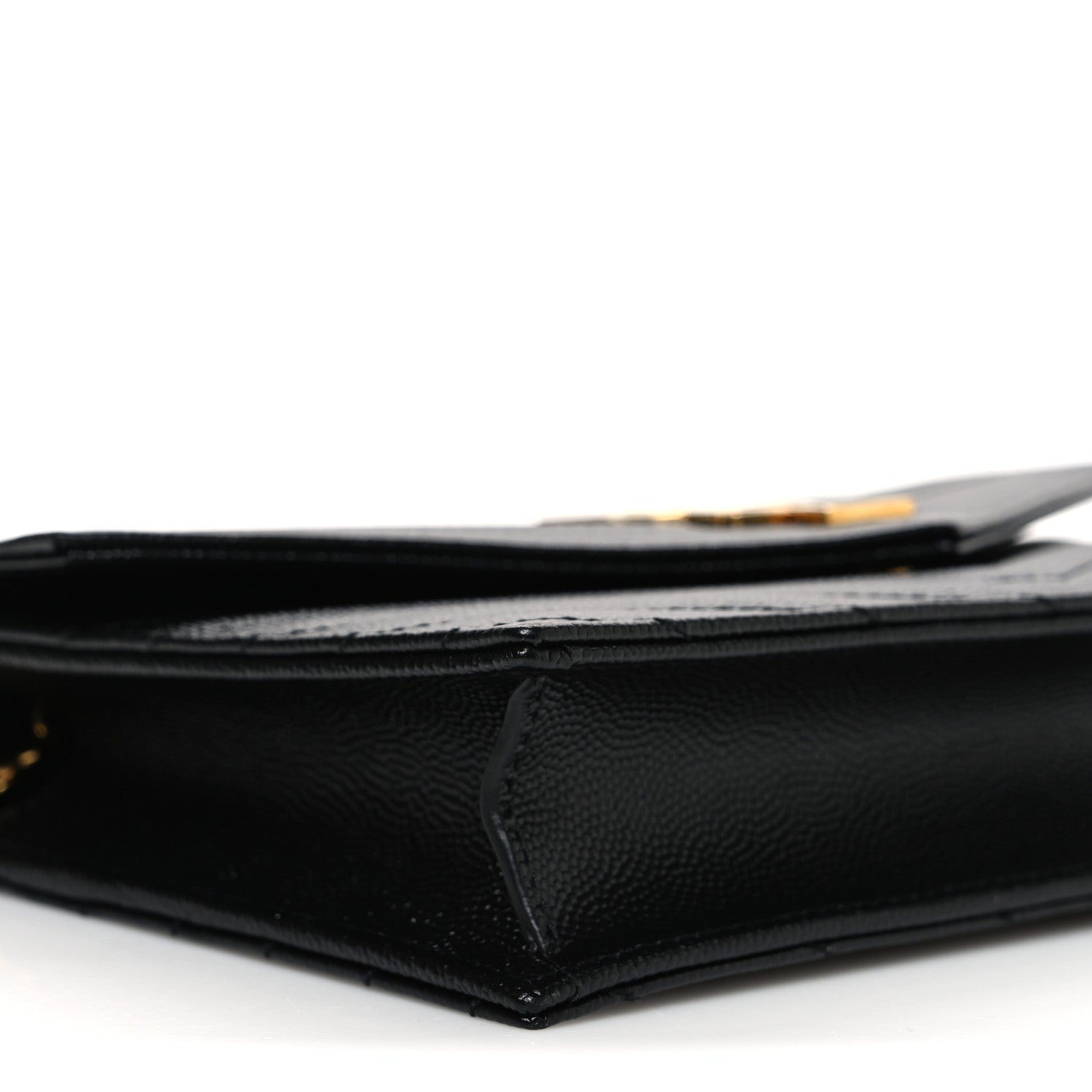 Saint Laurent Grain De Poudre Matelasse Chevron Monogram Envelope Chain Wallet Black 9 of 10