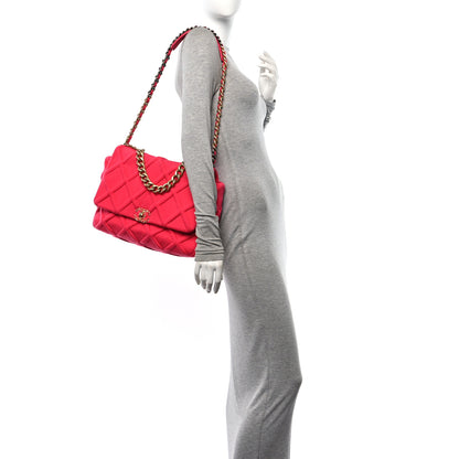 Chanel Jersey Lambskin Quilted Maxi Chanel 19 Flap Dark Pink 2 of 10