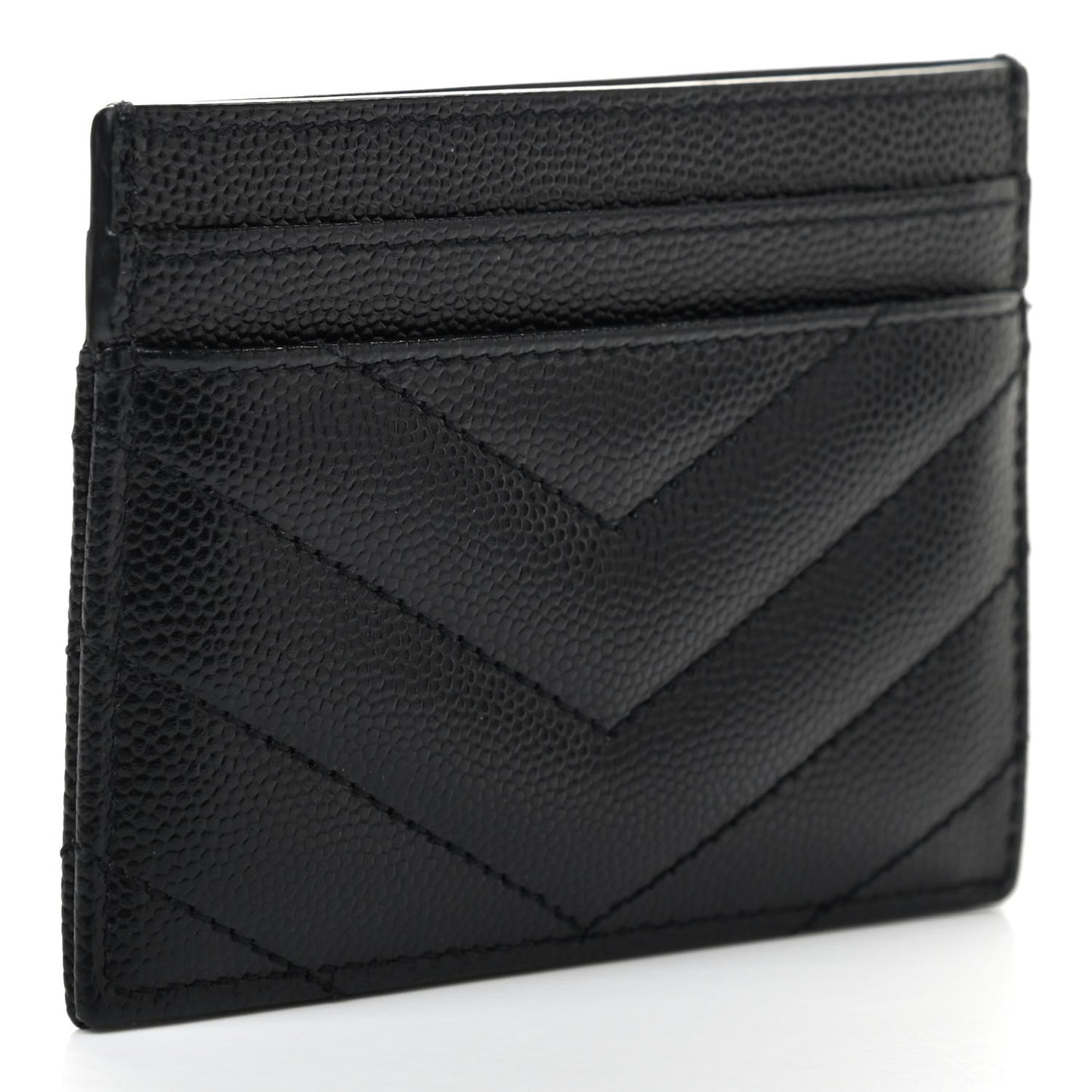 Grain De Poudre Matelasse Chevron Monogram Credit Card Case Black