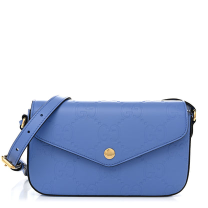 Gucci Calfskin GG Super Mini Shoulder Bag Blue 1 of 10